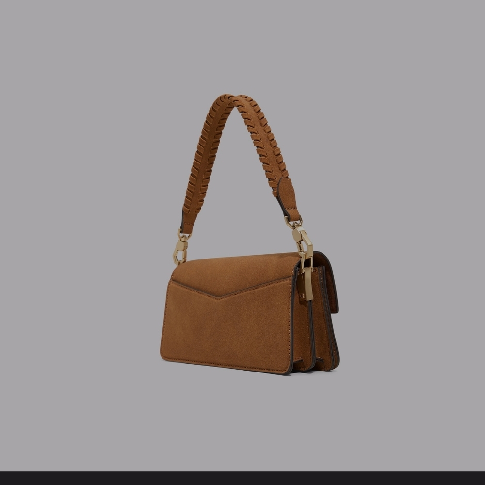 Aldo Suede Tan Shoulder Bag with Gold Accent - Picture 2 of 7